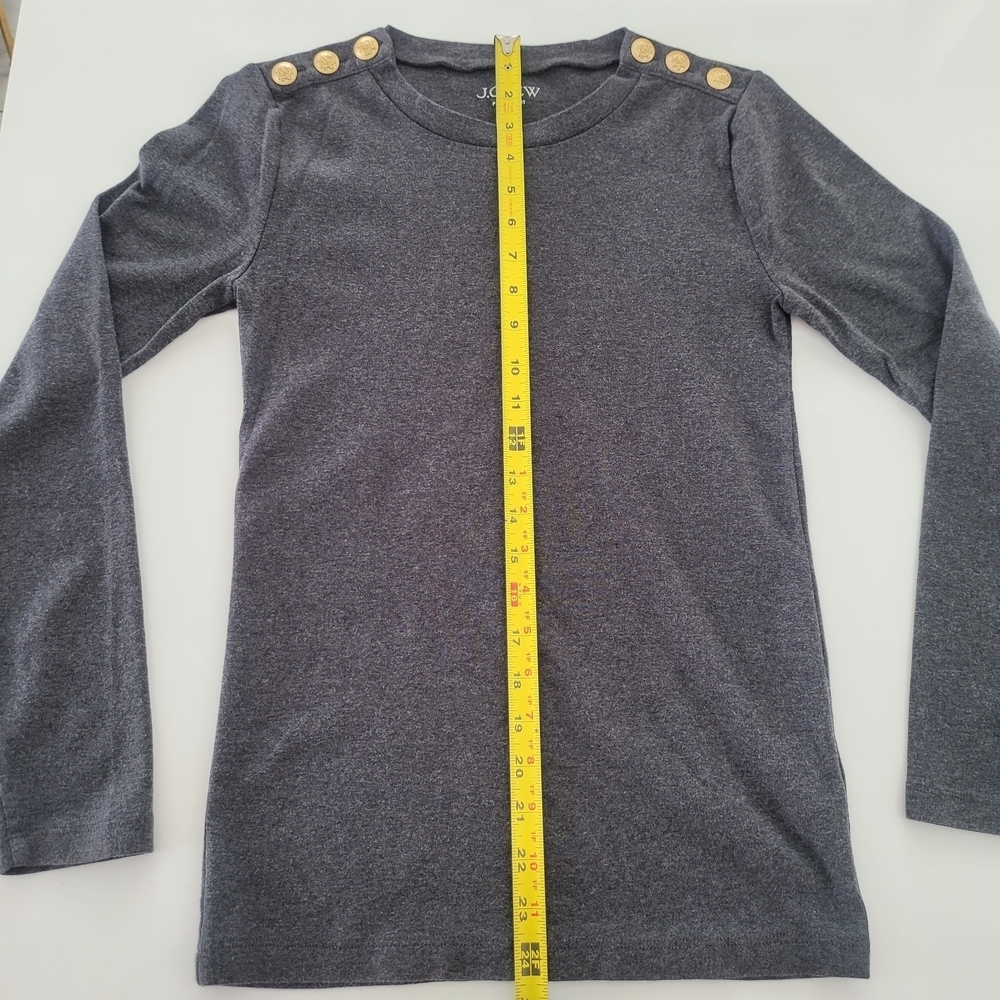 J. Crew Dark Gray Long Sleeve Top with Gold Accents - Picture 11 of 11